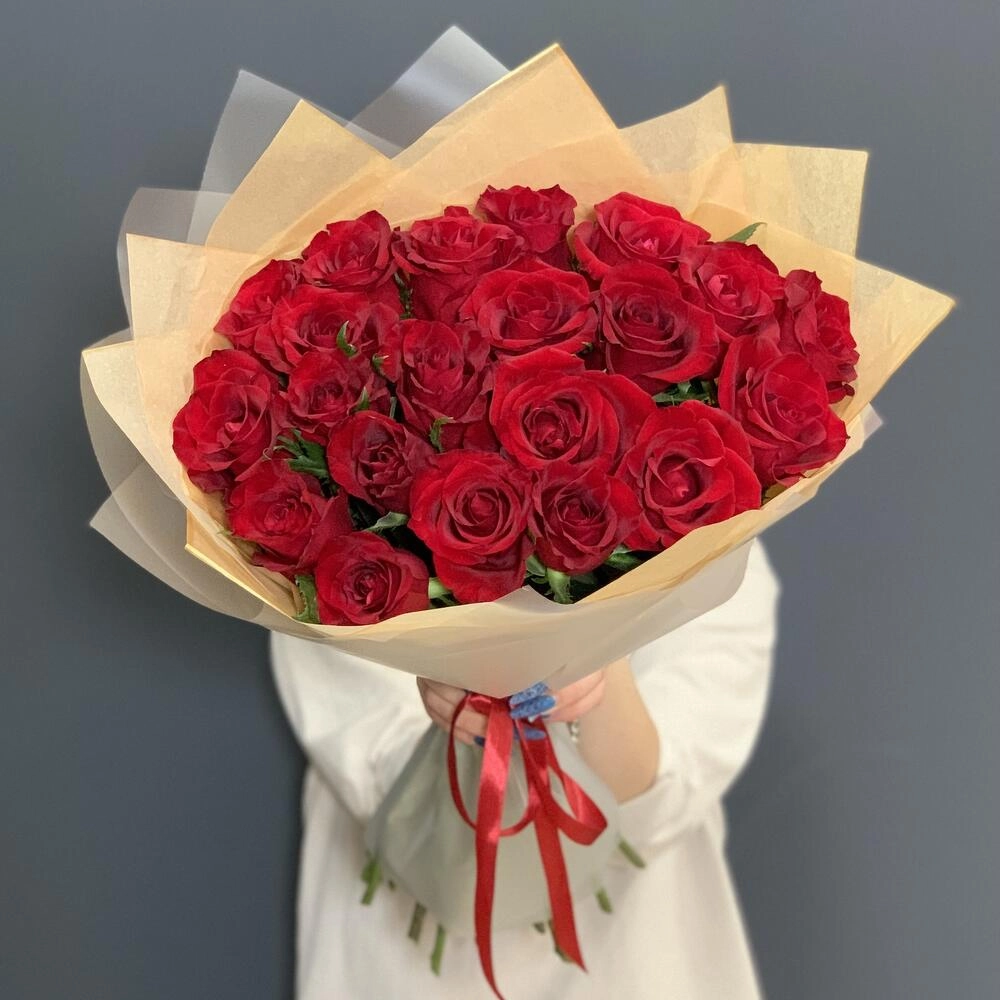 Roza buketi 21 ədəd Qızılgül